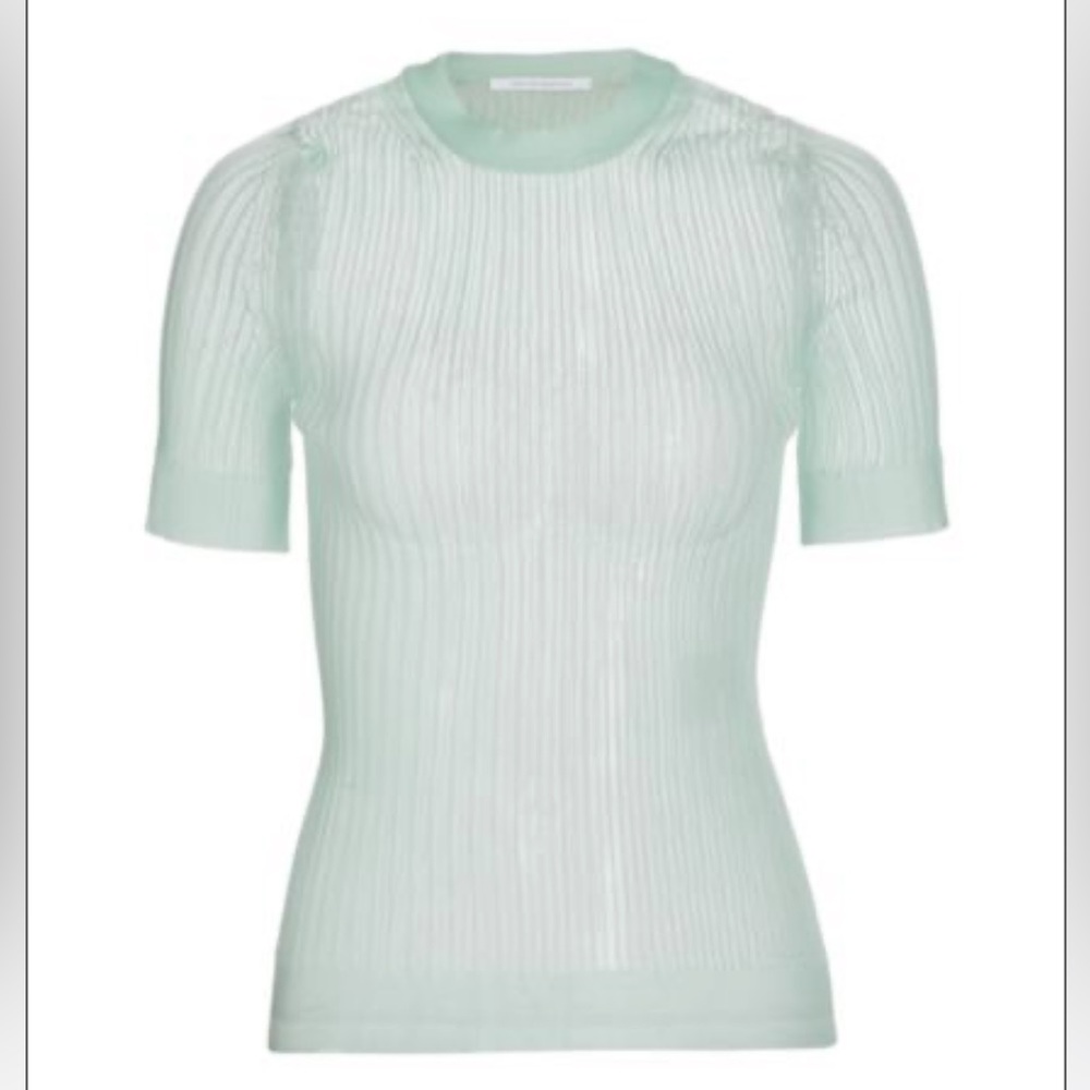 CECILIE BAHNSEN Fabienne Sheer Ribbed Top S/XS
